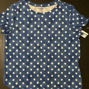Old Navy, kids softest tee, White and blue with stars, L 10/12, NWT